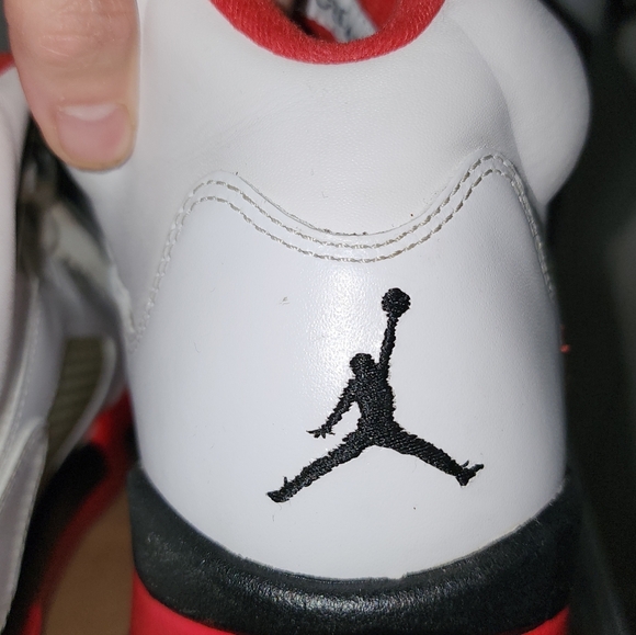 Mens 10 Air Jordan Fire Red 5 Black Tongue 2013 - Picture 5 of 9